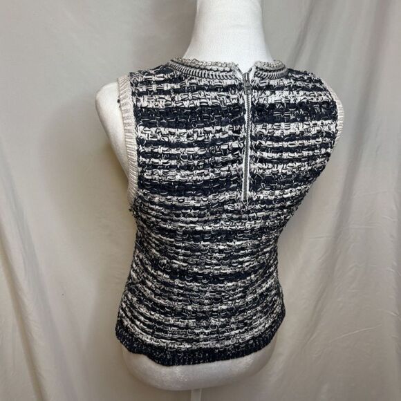 Alice and Olivia Reva Stitch Textured Stripe Sweater Tank Chain Women - Picture 7 of 10